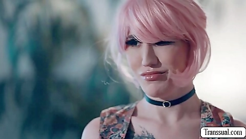 Horny redhead slut with a tattooed pussy gets fucked