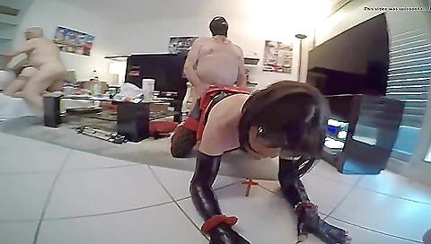 Anal mature shemale takes a cock in her tight ass and throat