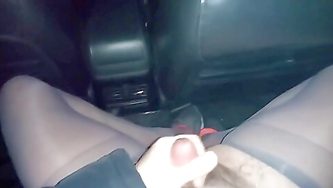 Amateur teen slut gets fucked in the car in her white stockings