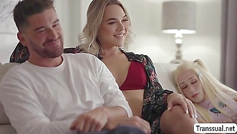 Sexy shemale slut with a round ass sucks and rides a huge dick