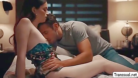 An erotic sex video with an exotic brunette shemale