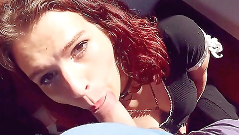 Redhead with a tattooed ass rides a hard cock in POV