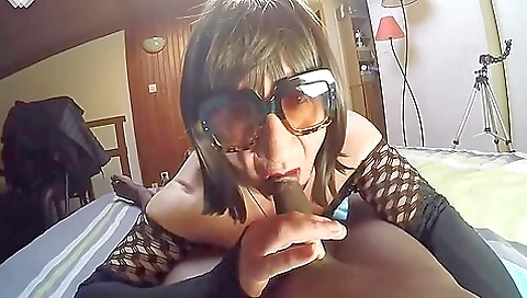 Ebony chick in stockings is getting a hard dick in her tight anus